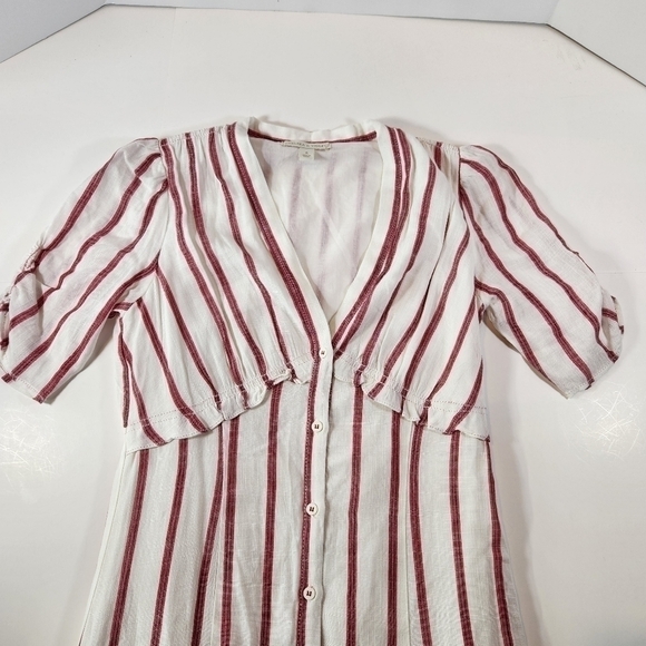 Chelsea & Violet Womens S Boho Maxi Summer Chic Dress Button Up White Red Stripe - Picture 5 of 12